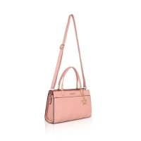 Shopnav Women's Faux Leather Textured Adjustable Long Belt Handbag (Pink) - Pink