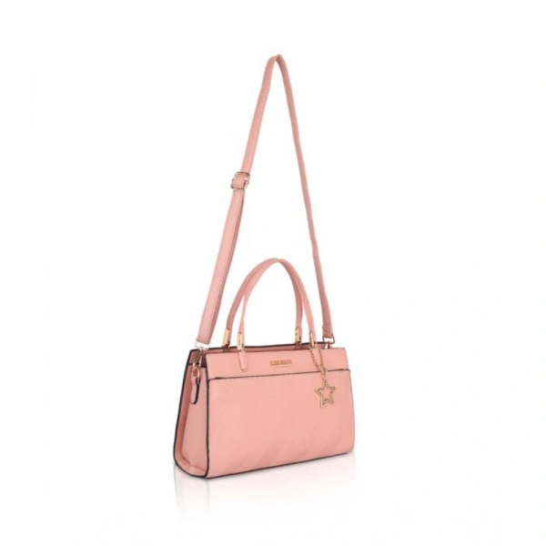 Shopnav Women's Faux Leather Textured Adjustable Long Belt Handbag (Pink) - Pink