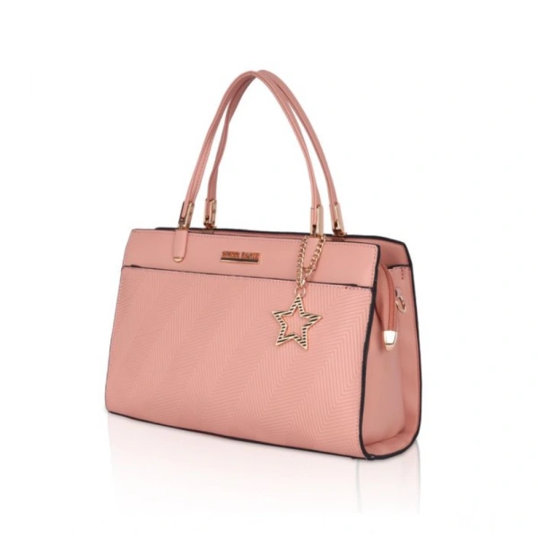 Shopnav Women's Faux Leather Textured Adjustable Long Belt Handbag (Pink) - Pink