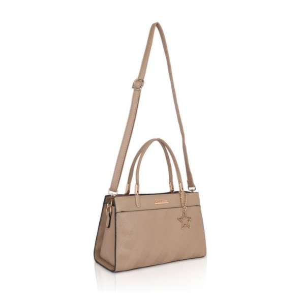 Shopnav Women's Faux Leather Textured Adjustable Long Belt Handbag (Khaki) - Khaki