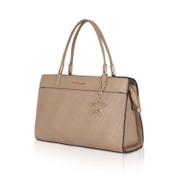 Shopnav Women's Faux Leather Textured Adjustable Long Belt Handbag (Khaki) - Khaki