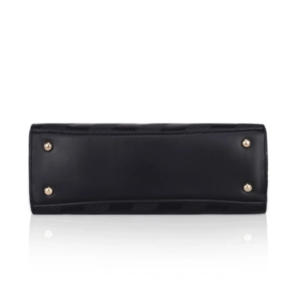 Shopnav Women's Faux Leather Textured Adjustable Long Belt Handbag (Black) - Black