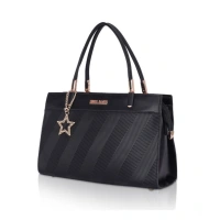 Shopnav Women's Faux Leather Textured Adjustable Long Belt Handbag (Black) - Black