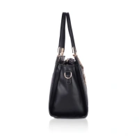 Shopnav Women's Faux Leather Textured Adjustable Long Belt Handbag (Black) - Black