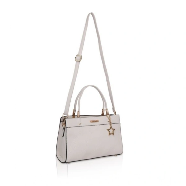 Shopnav Women's Faux Leather Textured Adjustable Long Belt Handbag (White) - White