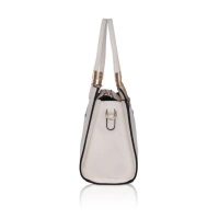 Shopnav Women's Faux Leather Textured Adjustable Long Belt Handbag (White) - White