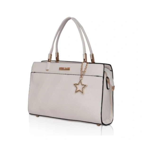Shopnav Women's Faux Leather Textured Adjustable Long Belt Handbag (White) - White