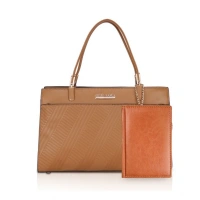 Shopnav Women's Faux Leather Textured Adjustable Long Belt Handbag (Brown) - Brown