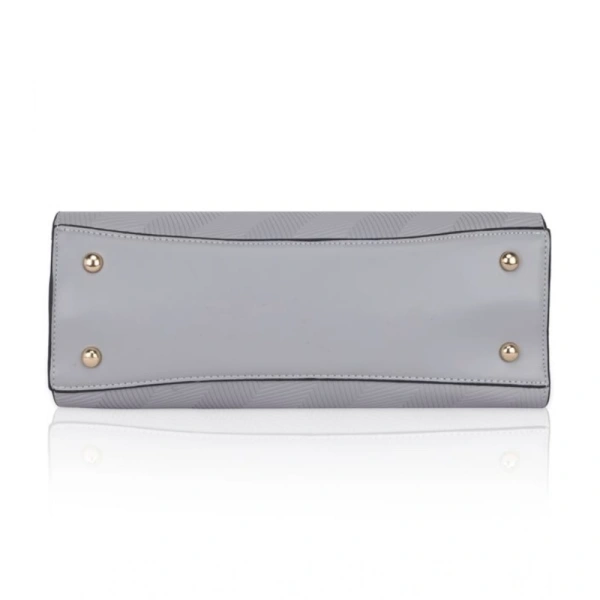 Shopnav Women's Faux Leather Textured Adjustable Long Belt Handbag (Grey) - Grey