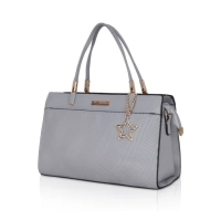 Shopnav Women's Faux Leather Textured Adjustable Long Belt Handbag (Grey) - Grey
