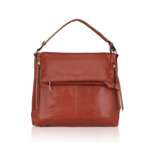 Shopnav Women's Faux Leather Textured Sling Bag (Brown ) - Brown