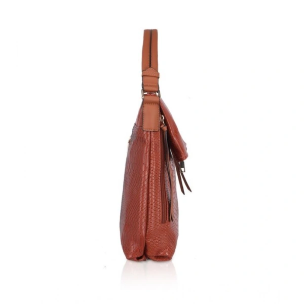 Shopnav Women's Faux Leather Textured Sling Bag (Brown ) - Brown