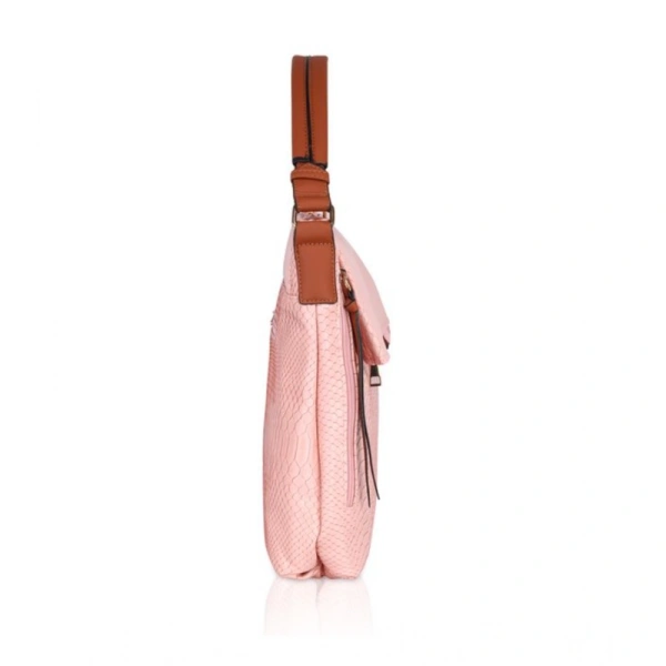 Shopnav Women's Faux Leather Textured Sling Bag (Pink) - Pink