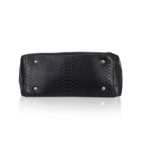Shopnav Women's Faux Leather Textured Tote Bag (Black) - Black