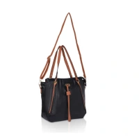Shopnav Women's Faux Leather Textured Tote Bag (Black) - Black