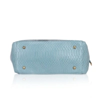 Shopnav Women's Faux Leather Textured Tote Bag (Blue) - Blue
