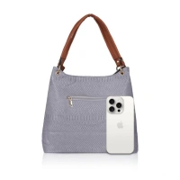 Shopnav Women's Faux Leather Textured Tote Bag (Blue) - Blue