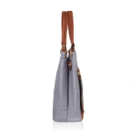 Shopnav Women's Faux Leather Textured Tote Bag (Blue) - Blue