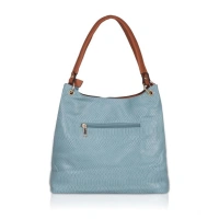 Shopnav Women's Faux Leather Textured Tote Bag (Grey) - Grey