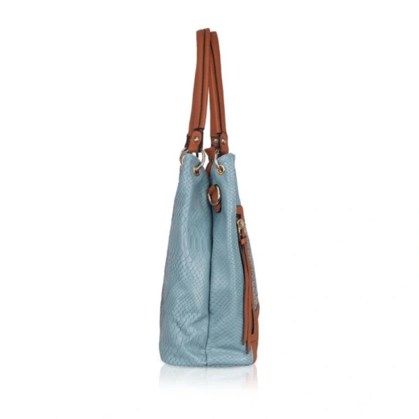 Shopnav Women's Faux Leather Textured Tote Bag (Grey) - Grey