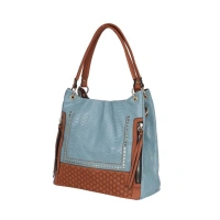 Shopnav Women's Faux Leather Textured Tote Bag (Grey) - Grey