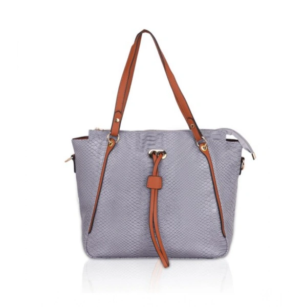Shopnav Women's Faux Leather Textured Tote Bag (Grey) - Grey