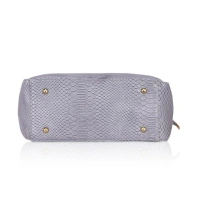 Shopnav Women's Faux Leather Textured Tote Bag (Grey) - Grey