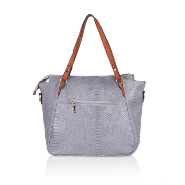 Shopnav Women's Faux Leather Textured Tote Bag (Grey) - Grey