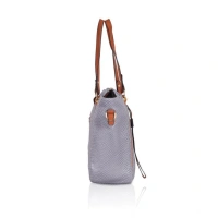 Shopnav Women's Faux Leather Textured Tote Bag (Grey) - Grey