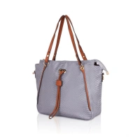 Shopnav Women's Faux Leather Textured Tote Bag (Grey) - Grey