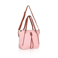 Shopnav Women's Faux Leather Textured Tote Bag (Pink) - Pink