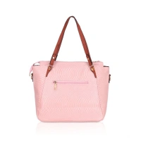 Shopnav Women's Faux Leather Textured Tote Bag (Pink) - Pink