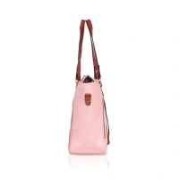 Shopnav Women's Faux Leather Textured Tote Bag (Pink) - Pink