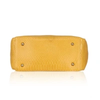 Shopnav Women's Faux Leather Textured Tote Bag (Yellow) - Yellow