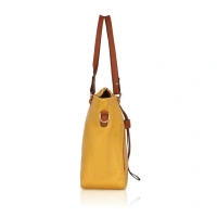 Shopnav Women's Faux Leather Textured Tote Bag (Yellow) - Yellow