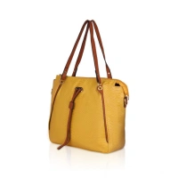 Shopnav Women's Faux Leather Textured Tote Bag (Yellow) - Yellow