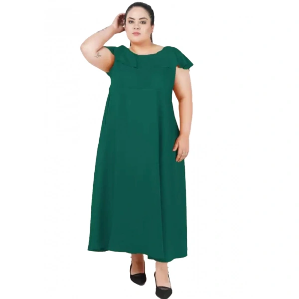 Generic Women's Fit And Flare Green Dress (Color:GreenMaterial:Polyester) - Green, 3/4th Sleeve, 8XL