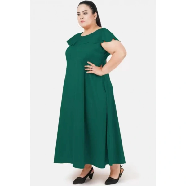 Generic Women's Fit And Flare Green Dress (Color:GreenMaterial:Polyester) - Green, 3/4th Sleeve, 8XL