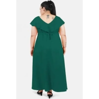 Generic Women's Fit And Flare Green Dress (Color:GreenMaterial:Polyester) - Green, 3/4th Sleeve, 8XL