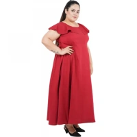 Generic Women's Fit And Flare Maroon Dress (Color:MaroonMaterial:Polyester) - Maroon, 3/4th Sleeve, 4XL