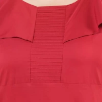 Generic Women's Fit And Flare Maroon Dress (Color:MaroonMaterial:Polyester) - Maroon, 3/4th Sleeve, 4XL