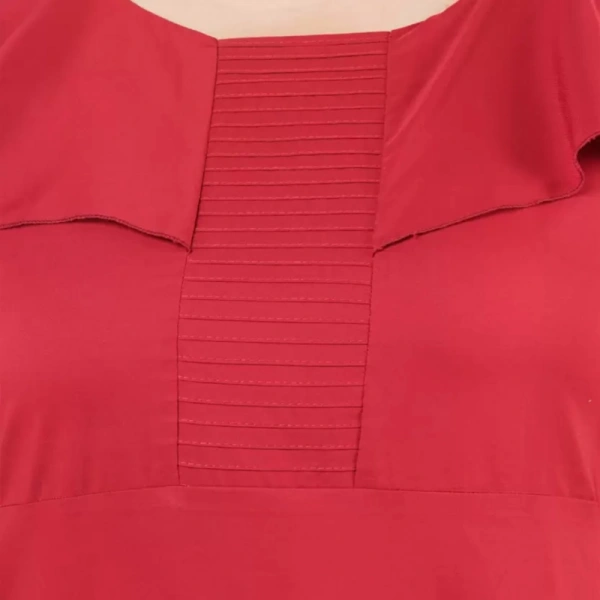 Generic Women's Fit And Flare Maroon Dress (Color:MaroonMaterial:Polyester) - Maroon, 3/4th Sleeve, 4XL