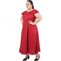 Generic Women's Fit And Flare Maroon Dress (Color:MaroonMaterial:Polyester) - Maroon, 3/4th Sleeve, 4XL