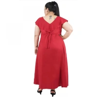 Generic Women's Fit And Flare Maroon Dress (Color:MaroonMaterial:Polyester) - Maroon, 3/4th Sleeve, 4XL
