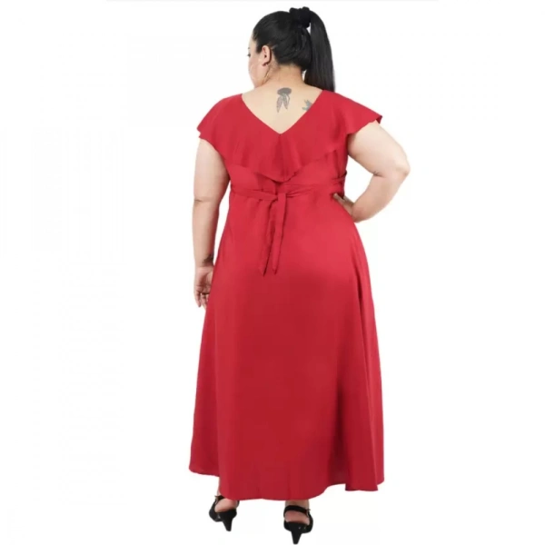 Generic Women's Fit And Flare Maroon Dress (Color:MaroonMaterial:Polyester) - Maroon, 3/4th Sleeve, 4XL