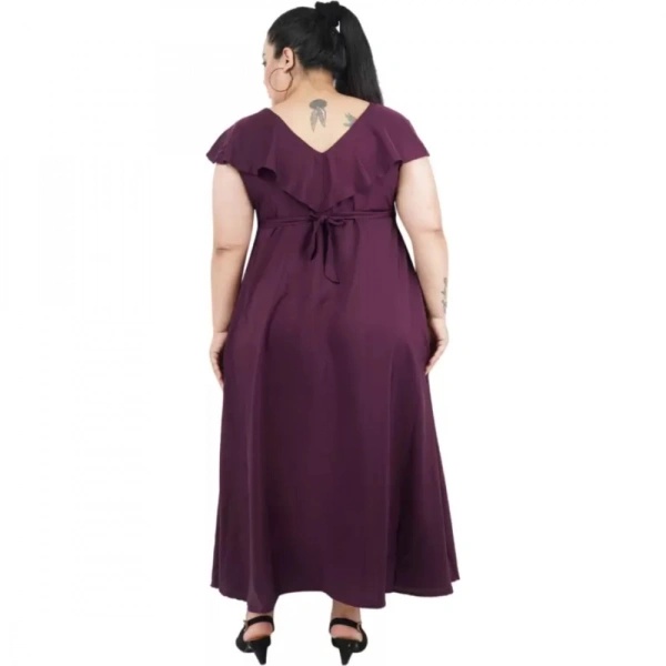 Generic Women's Fit And Flare Purple Dress (Color:PurpleMaterial:Polyester) - Purple, 3/4th Sleeve, 6XL