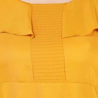 Generic Women's Fit And Flare Yellow Dress (Color:YellowMaterial:Polyester) - Yellow, 3/4th Sleeve, 5XL
