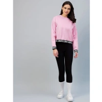 Women's Fleece Solid Long Sleeves Sweatshirt (Pink) - 2XL