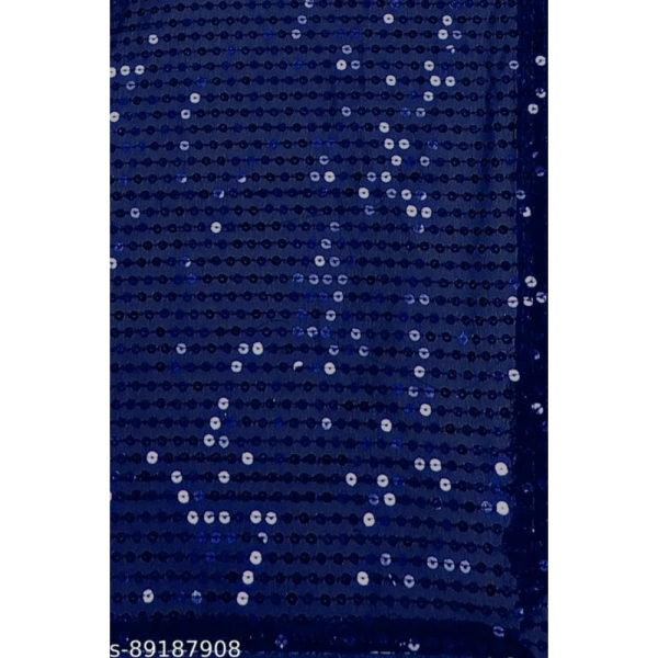 Generic Women's Georgette Embellished Sequnece Bollywood Saree With Unstitched Blouse 5.5Mtr (Blue) - Blue