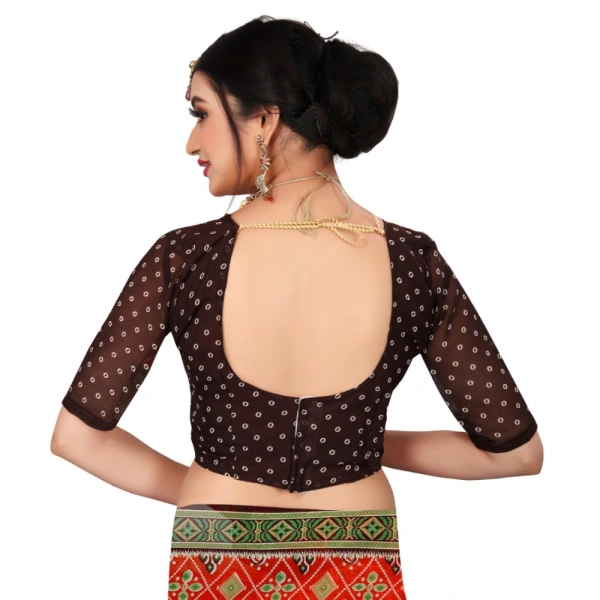 Women's Georgette Floral Print Saree With Unstitched Blouse 5.5Mtr (Orange) - Orange